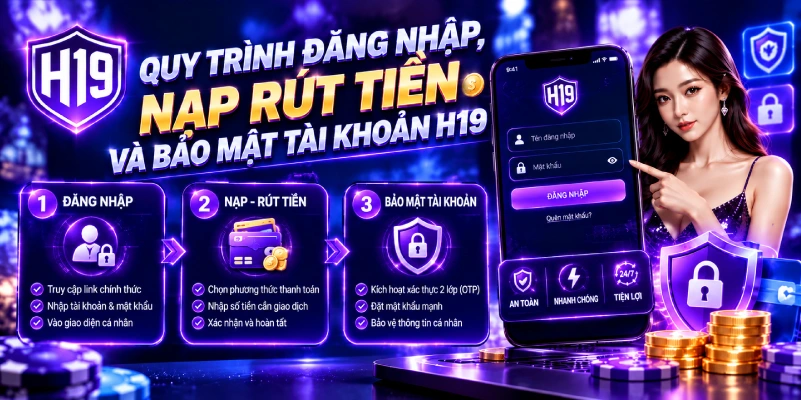 Quy trình đăng nhập, nạp rút tiền và bảo mật tài khoản H19